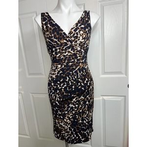 Lauren Ralph Lauren Dress Leopard Print Cocktail Party Dress Size 2 NEW
